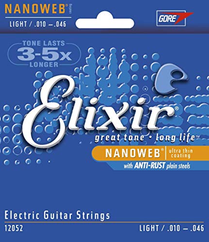 Elixir 12052 Muta Composta da 6 Corde per Chitarra Elettrica, Light, Rivestimento Nanoweb