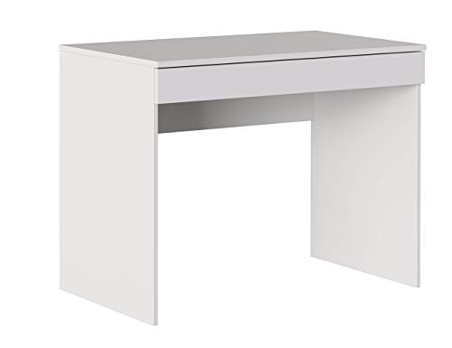 Iconico Home MIK, Scrivania con cassetto, Moderno, Tavolo ufficio a casa, Studio, Porta PC, 100x55,5x76 cm, Bianco