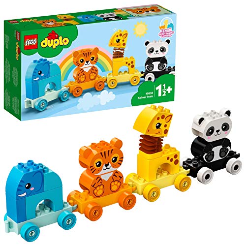 LEGO Duplo Il Treno degli Animali con Elefante, Tigre, Panda e Giraffa, Costruzioni per Bambini 1,5 Anni, 10955