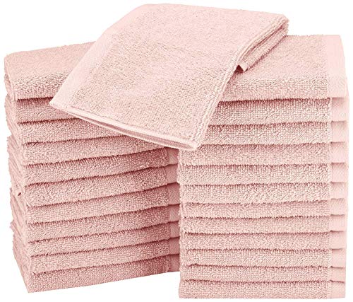 Amazon Basics - Asciugamani in cotone, confezione da 24, Rosa Petalo