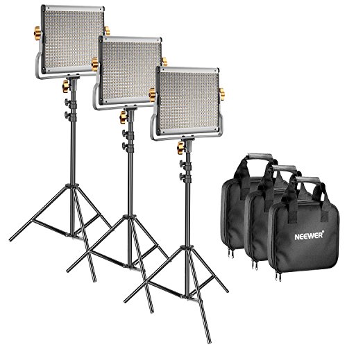 Neewer 3 Video Luce 480 LED Bicolore Dimmerabile & Cavalletto: Faretto LED 3200-5600K CRI 96+ con Staffa-U & 200cm Cavalletto per YouTube Fotografia Registrazioni Video in Studio