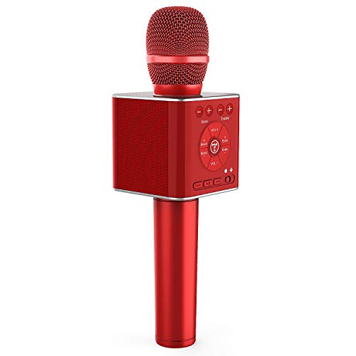 TOSING 04 Wireless Bluetooth Karaoke Microphone Speaker 3-in-1 Handheld Sing & Recording Portable KTV Player Mini Home KTV Music Machine System for iPhone/Android Smartphone/Tablet Compatible (rosso)