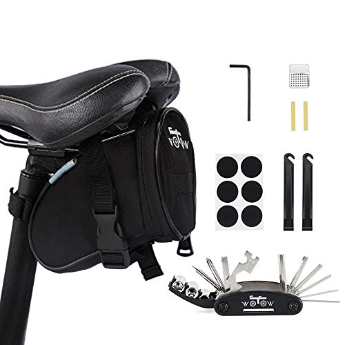 WOTOW Borsa per Telaio Bici Borsa da Sella Borsa per Tubo Superiore per Bici Borsa per Bici Telaio Mountain Bike Borsa da Sella con Nastro Riflettente, Nero