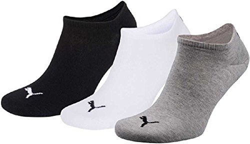 Puma, calzini unisex per sneaker, confezione da 9 pezzi, colore: nero Grigio/bianco/nero 39-42