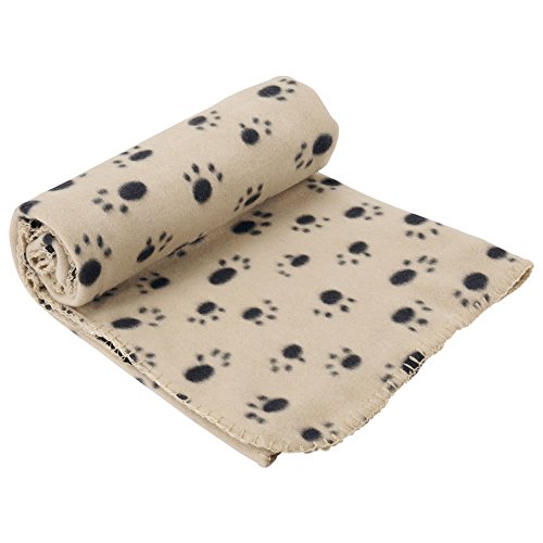 Coperta extra large morbida e calda in pile per cani e gatti, 140 x 100 cm, color crema