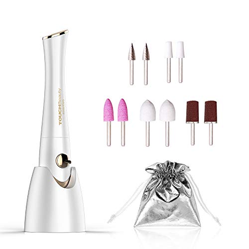 Set Manicure e Pedicure Elettrico,TOUCHBeauty Kit di lime per unghie per Pedicure,Potente Fresa per Unghie con 10 Accessori, Professionale Sistema di Lucidatura per Unghie con luce UV AG-1335CT(Oro)