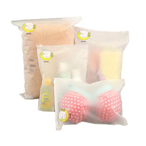 ponny, Set di 5 Sacchetti in plastica Trasparente richiudibili con Zip e dalla Forma Adattabile, Borse per riporre Abiti per Il Viaggio o da Usare Come Piccoli contenitori per la Carta, plastica(XL)