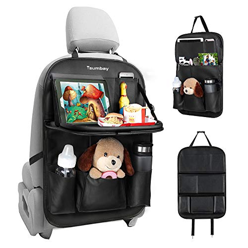 Tsumbay Proteggi Sedili Auto Bambini Organizer Auto con Multi-tasca e Tavolino Pieghevole iPad Porta Tablet Auto per Riporre Gadget Auto, Tenere la Auto in Ordine e Trasportare più Oggetti