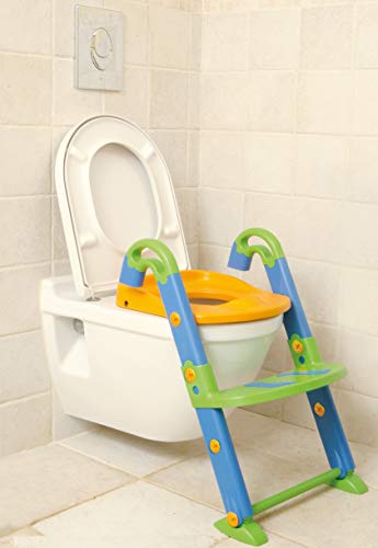 Rotho Babydesign KidsKit Vasino 3in1 Preparazione al wc, Da 18-36 mesi, Dimensioni piegato (LxPxH) 41,5 x 25 x 67 cm, Verde/Blu/Arancione, 600060099