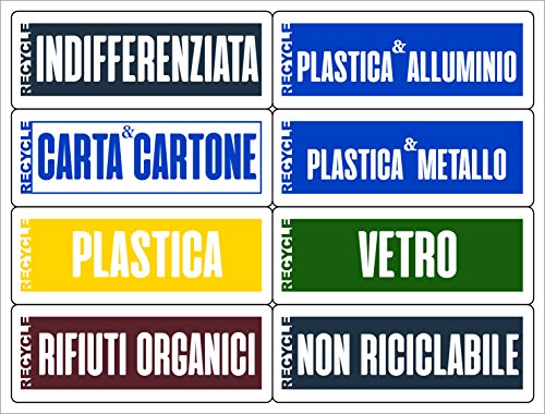 16 Etichette per la gestione dei rifiuti - KIT BASIC - formato 120x45 mm