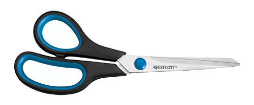 Westcott E-30282 00 Forbici Easy Grip Lefty inossidabili, diritte, asimmetriche, per mancini, 21 cm/8”, blu/nero