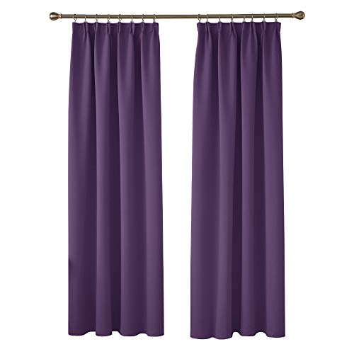 Deconovo Tende Oscuranti Camera da Letto Termiche Isolanti Moderne per Casa con Passanti 140x200cm Viola Scuro 2 Pannelli