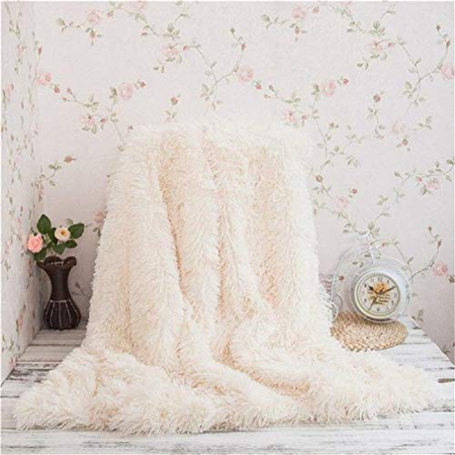 Kaihong, coperta in microfibra e pelliccia sintetica, leggera, soffice, per divano o letto, 130 x 160 cm, colore: bianco, Poliestere, bianco, 130 x 160