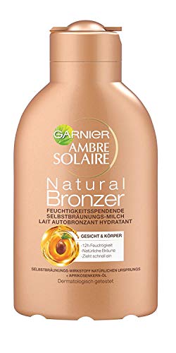 Garnier Ambre Solaire Natural Bronzer/Abbronzatura Auto abbronzante Latte 12H Umidità (dermatologicamente testato) 1er Pack – 150 ML
