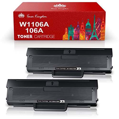 Toner Kingdom 106A Ricambio Compatibile per Cartucce Toner HP 106A W1106A per HP Laser 107a 107r 107w MFP 135a 135r 135w 135wg MFP 137fnw 137fwg (2 nero, con chip)