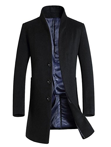 Vogstyle Uomo Sottile Caloroso Cappotto Invernale di Lana Nero S