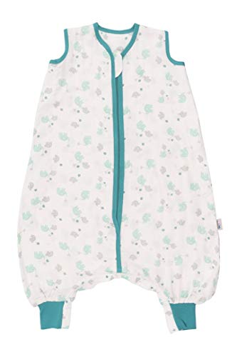 Slumbersac Sacchi Nanna Estivi con i piedi e pressioni 0.5 Tog - Bamboo Muslin Blue Elephant - 12-18 mesi/80cm