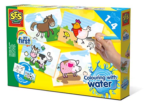 SES Creative- Colorare con l'acqua-Gli Animali della Fattoria, Colore Various, 14455