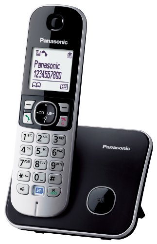 Panasonic KX-TG6811JTB Telefono Cordless DECT, Schermo LCD da 1,8', Base Design Sottile e Compatto, Nero