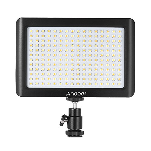 Andoer 192 Faretto a Led Fotografia, Dimmerabile 3200K-6000K Video Luce, per Canon Nikon Pentax DSLR Videocamera