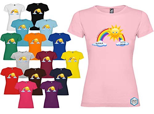 T-shirt donna personalizzata Andrà Tutto Bene maglietta Arcobaleno vari colori
