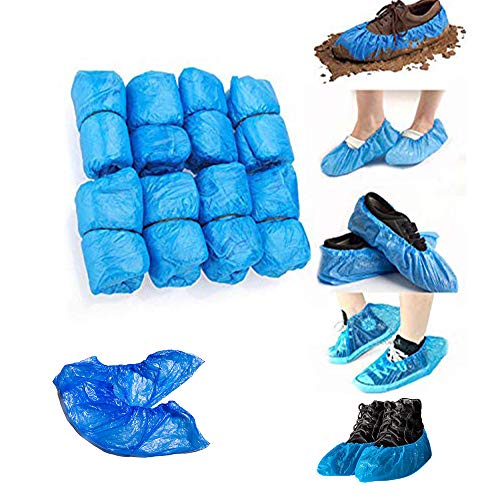 Copriscarpe monouso - 50 paia - Blu, taglia unica, adatti a tutti, copriscarpe impermeabili e antiscivolo. Spessore 3 g, 100 pezzi. …