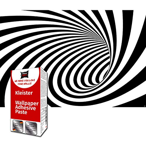 GREAT ART Photo Carta da Parati – Tunnel 3D in Bianco e Nero – effetto doppler Decorazione moderna spirale astratta illusione ottica immagine – 210 x 140 cm 5 pezzi e colla