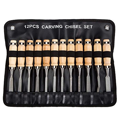 Set di scalpelli per legno confezione da 12 Sharp Woodworking Tools con custodia da trasporto - la lavorazione del legno intaglio coltello kit perfetto per prima volta legno scultura per principianti