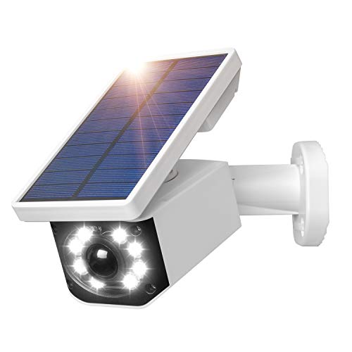 Telecamera finta fittizia per sorveglianza solare IP66 impermeabile esterna con sensore di movimento, luce solare a LED per garage da giardino