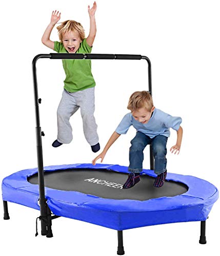 Profun Trampolino Elastico FitnessIInterno/Esterno - Manubrio Regolabile e Sistema di Corda Elastica per Bambini/Adulti (Carico Massimo: 220 lbs) (Blu)