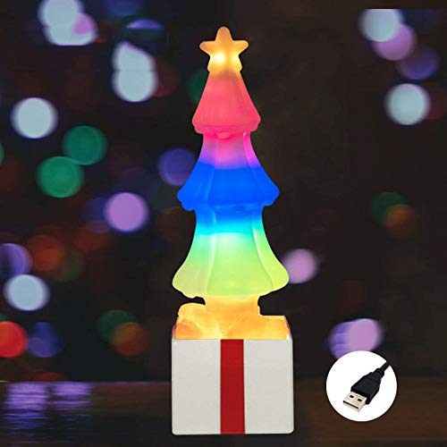 Natale Lampada USB Ricaricabile, WAWJ Luce Notturna, Xmas Tree Shape Lampada Decorativa Ricaricabile Salt Lamp per il compleanno Thanksgiving Day Interno