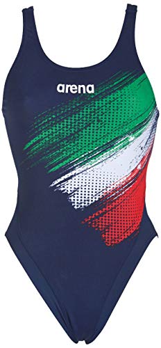 Arena W Italy Fin Swim Tech One Piece, Costume Donna, Blu (Navy), 44