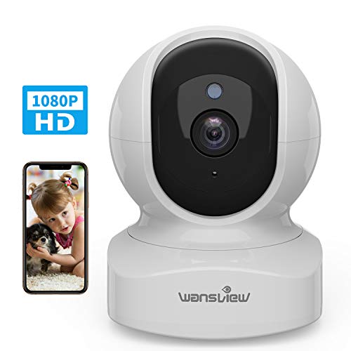 Telecamera di Sorveglianza WiFi, Wansview 1080P Videocamera IP WiFi Interno con Audio Bidirezionale e Compatibile con Alexa, Notifiche in Tempo Reale Q5 Bianco