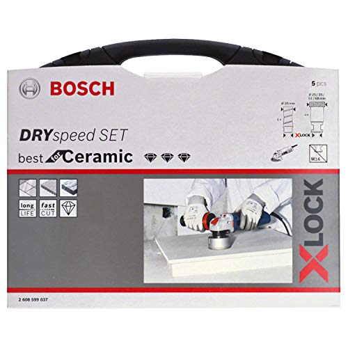 Bosch Professional 2608599037 Set da 5 Pezzi, Punta Diamantata a Secco, per Ceramica, X-Lock, Dry Speed, Ø 20/25/35/51/68 mm