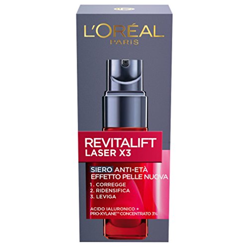 L'Oréal Paris Dermo Expertise Soin, Revitalift Laser X3 Siero Viso Anti-Età, Corregge le Rughe, 30 ml