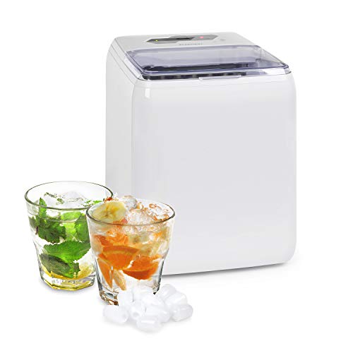 Klarstein Coolio - Macchina per il Ghiaccio, Icemaker, Fabbricatore Ghiaccio, Ghiaccio Trasparente, 20 kg al Giorno, Serbatoio d’Acqua: 2,8 L, Touch, 2 Dimensioni Cubetto, Auto-Pulente, Bianco