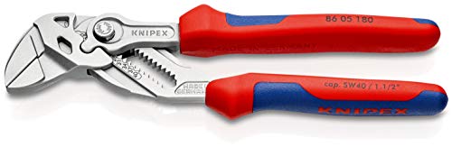 KNIPEX 86 05 180 Pinza chiave combinazione di pinza e chiave in un unico utensile cromata rivestiti in materiale bicomponente 180 mm