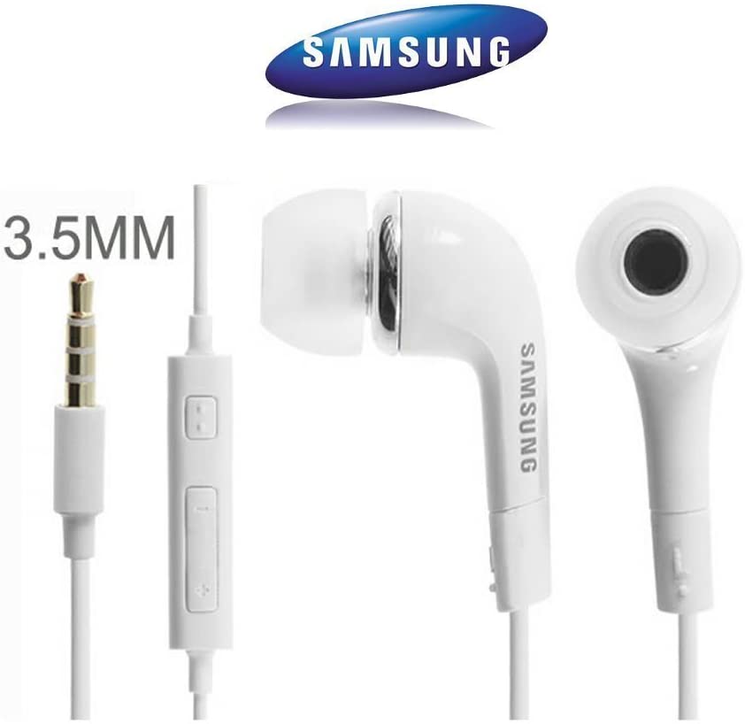 Samsung Originale Bianco EHS64AVFWE Auricolari/Cuffie/Vivavoce Kit/Cuffie Stereo 3.5 mm Microfono per Galaxy S7, S6 Edge Plus, S5 Mini, S4 i9500, S4 Mini i9190, (Confezione Bulk)