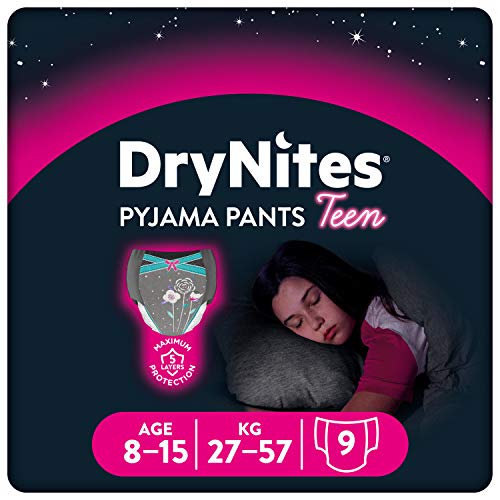 Drynites Mutandine Assorbenti per la Notte per Bambina,  27 - 57 kg,  Confezione da 9 Pezzi