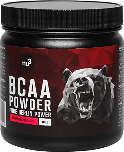 nu3 BCAA Powder Angurie - 400 g di polvere di BCAA - sapore fruttato di angurie - con un rapporto aminoacidico ottimale di 2:1:1 - per gli atleti di bodybuilding e di resistenza - 100% Vegano