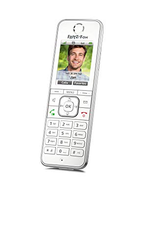 AVM FRITZ!Fon C6, Telefono Cordless DECT (display a colori di alta qualità, telefonia HD, servizi Internet/comfort, compatibile con FRITZ!Box con base DECT), colore bianco, versione internazionale