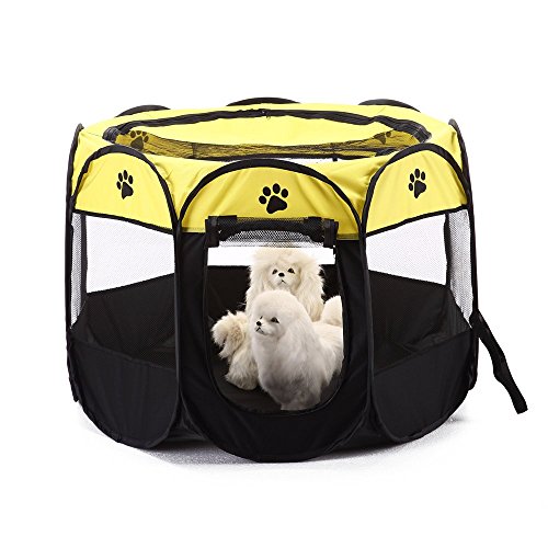 BWORPPY - Kennel per cane/gatto/cuccioli, pieghevole, tenda, resistente all'acqua, parte superiore rimovibile