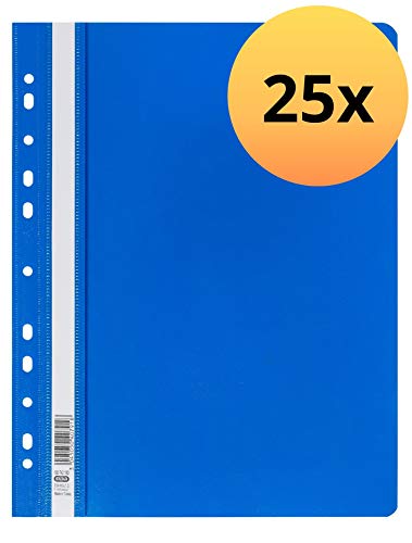 ELBA 100742150 - Cartella portadocumenti, formato A4, 25 pezzi, con 11 fori, per raccoglitori in plastica 225 fogli in formato DIN A4, colore blu