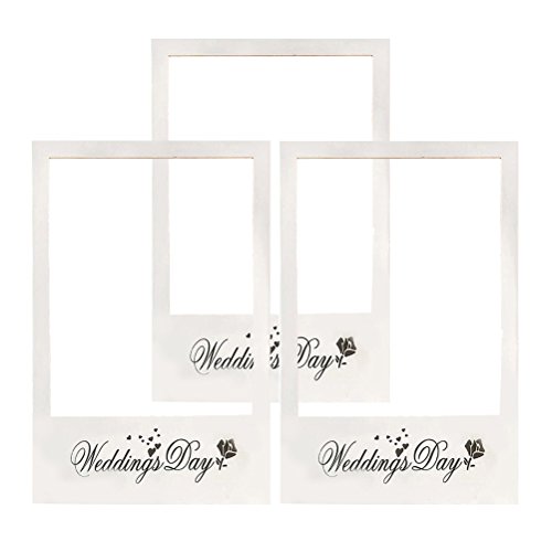 LUOEM Wedding Photo Booth Cornice Giorno delle nozze Immagine Selfie Frame Anniversary Paper Photo Booth Cornice Puntelli per matrimonio Bridal Shower Party Favore, Confezione da 3