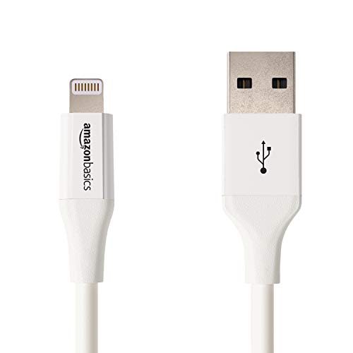 AmazonBasics - Cavo compatibile da USB A a Lightning - Certificato Apple MFi - 10 cm - Confezione da 1, Bianco