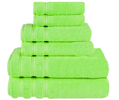 CASA COPENHAGEN Bella, set di 6 asciugamani turchi, include 2 asciugamani da bagno, 2 asciugamani per le mani, 2 panni da bagno 6 Pcs set verde lime