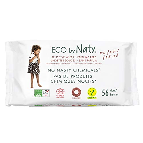 Eco by Naty, Salviettine senza profumo per Neonato, 672 salviettine (12 confezioni da 56), Salviette Compostabili a Base Vegetale con lo 0% di plastica. Senza sostanze chimiche nocive