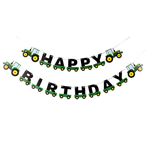 Banner Compleanno del Trattore, Trattore Bunting Banners Compleanno, Decorazioni di Compleanno Trattore Forniture per Feste（Verde）
