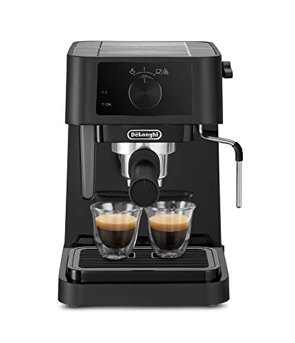 De’Longhi EC 230.BK Macchina Espresso con Pompa in Acciaio Inoxidabile, Manuale e Cappuccino per caffè in Polvere e Cialde E.S.E, 2 Cups, Plastica