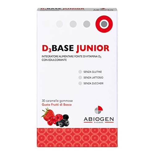 Abiogen Pharma Integratore D3 Base Junior, Frutti Bosco, 30 Caramelle